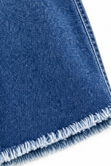 Flarelynn – Scalloped Button Raw-Hem Flare Jeans