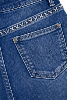 Flarelynn – Scalloped Button Raw-Hem Flare Jeans