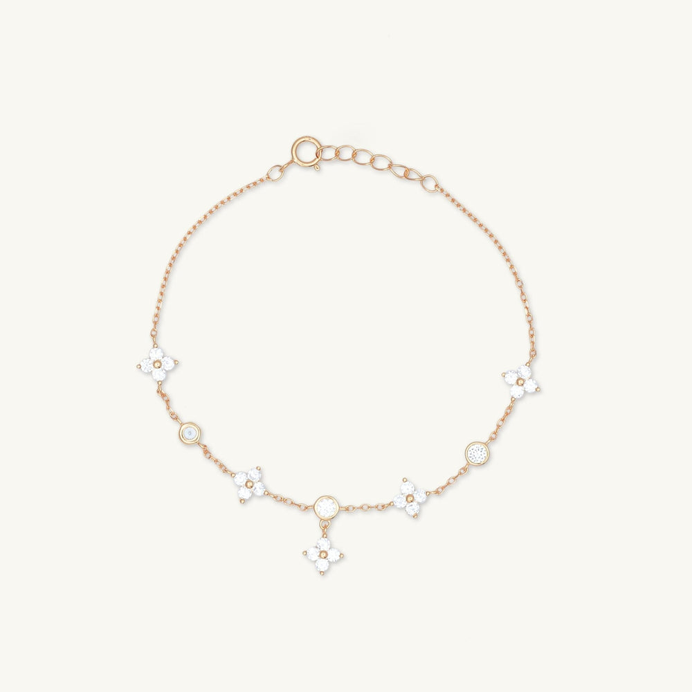 Clover Bezel Station Chain Bracelet