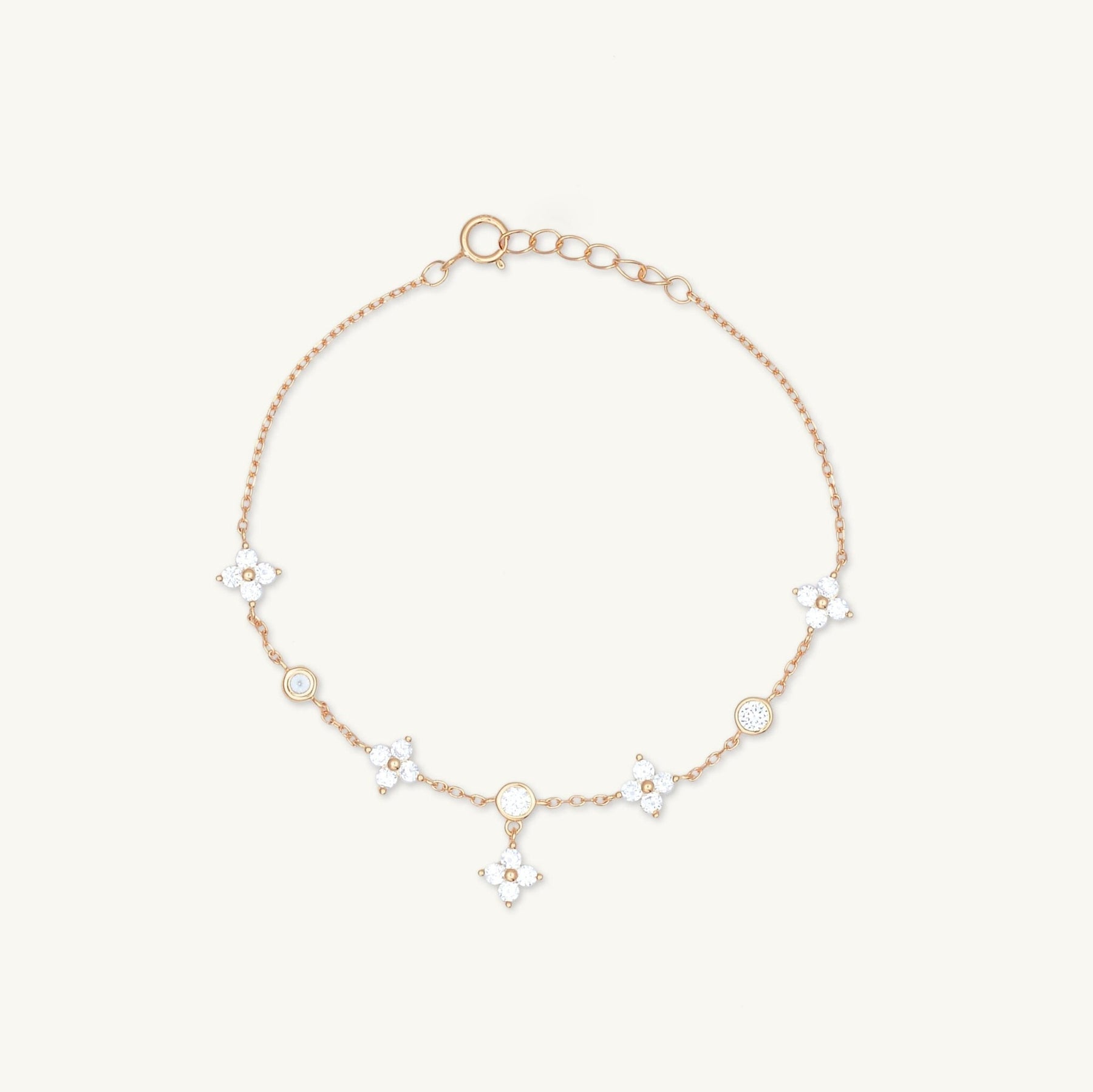 Clover Bezel Station Chain Bracelet