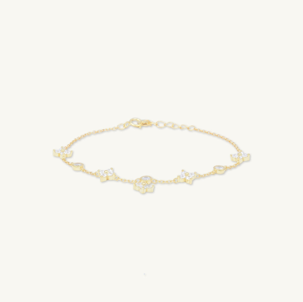 Clover Bezel Station Chain Bracelet