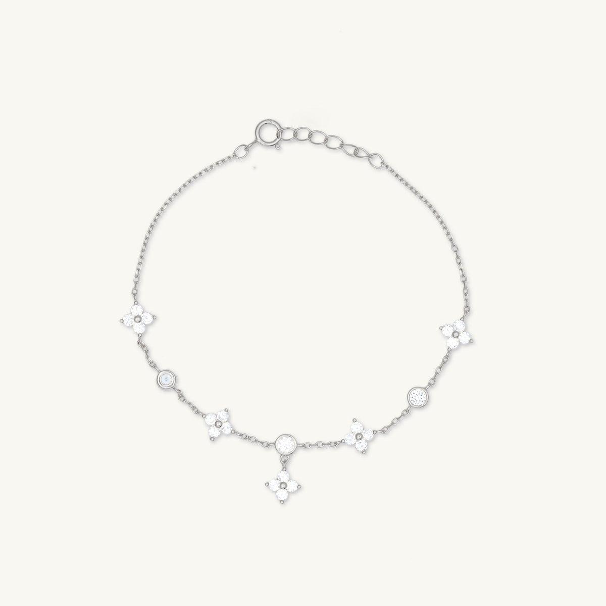Clover Bezel Station Chain Bracelet