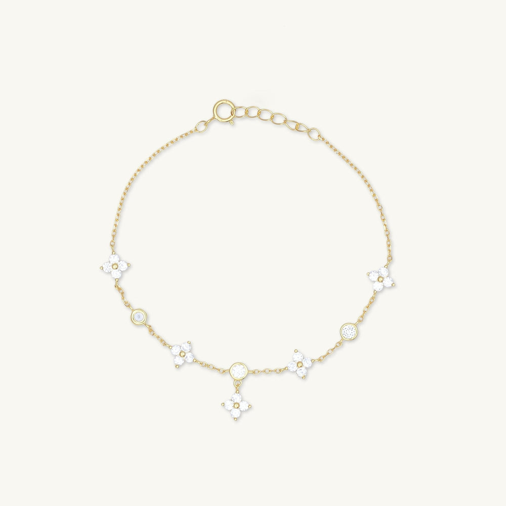 Clover Bezel Station Chain Bracelet