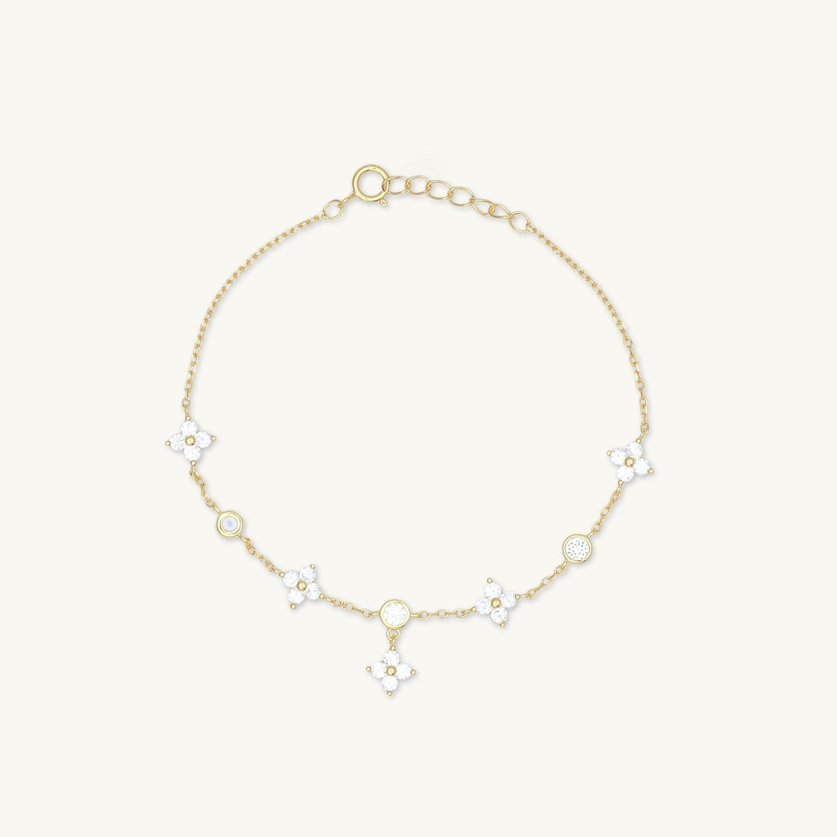 Clover Bezel Station Chain Bracelet
