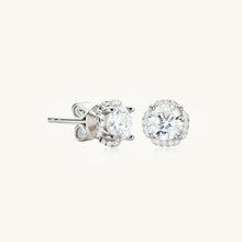 Clover Cushioned Halo Moissanite Stud Earrings  0.5+0.5 Carat
