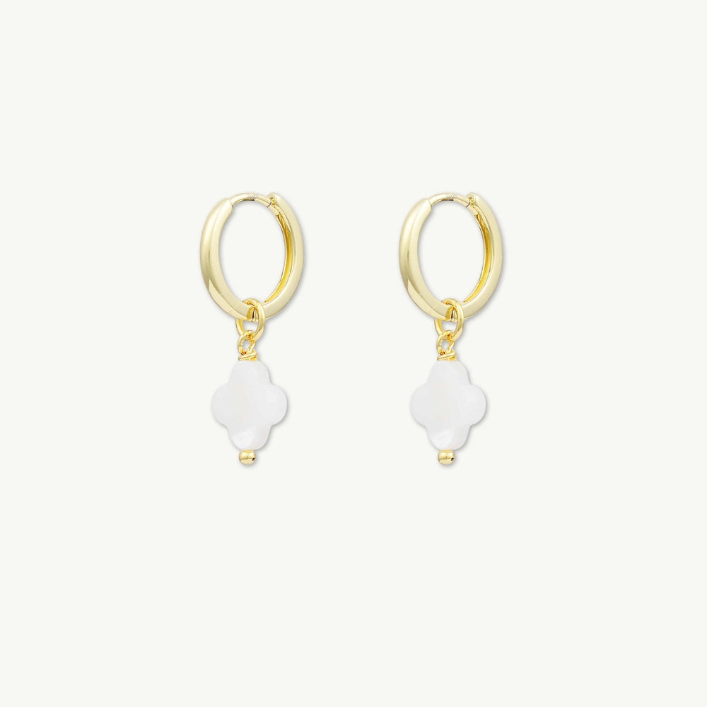 Clover MOP Huggie Hoop Earrings