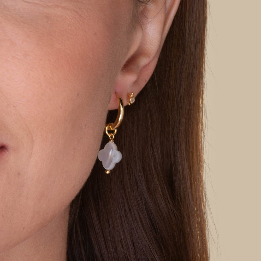 Clover MOP Huggie Hoop Earrings