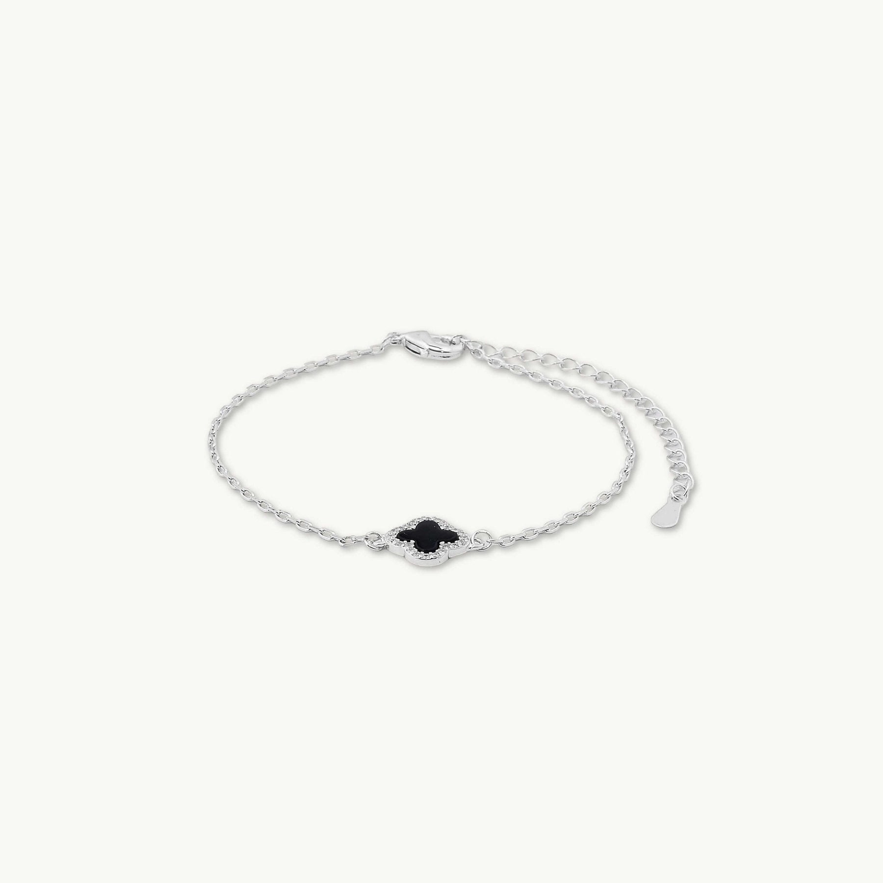Clover Onyx Black Sapphire Bracelet