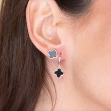 Clover Onyx Huggie Hoop Earrings