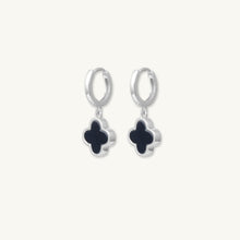 Clover Onyx Huggie Earrings