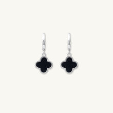 Clover Onyx Huggie Earrings