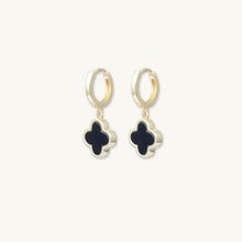 Clover Onyx Huggie Hoop Earrings