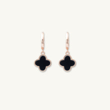 Clover Onyx Huggie Hoop Earrings