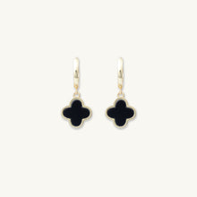 Clover Onyx Huggie Hoop Earrings