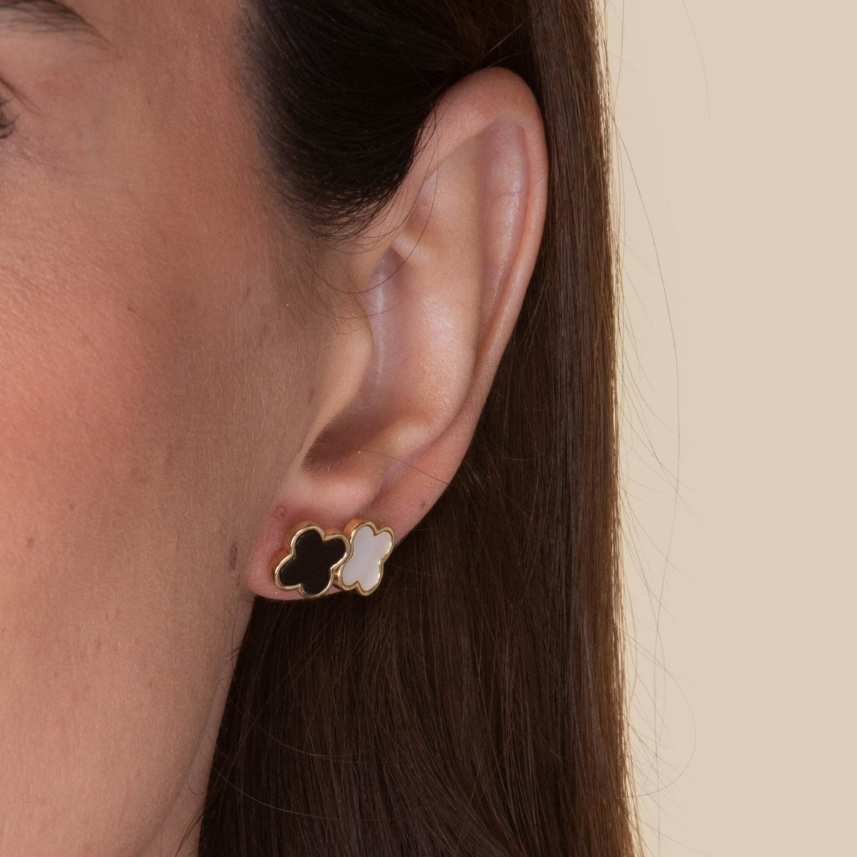 Clover Onyx Stud Earrings