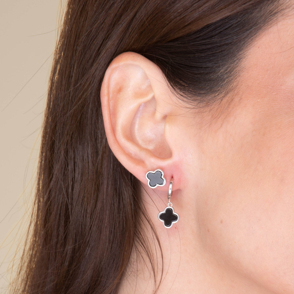 Clover Onyx Stud Earrings