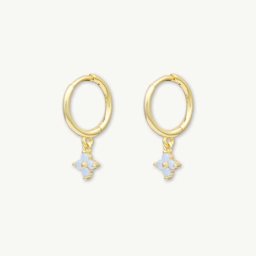 Clover Opal Hoop Earrings