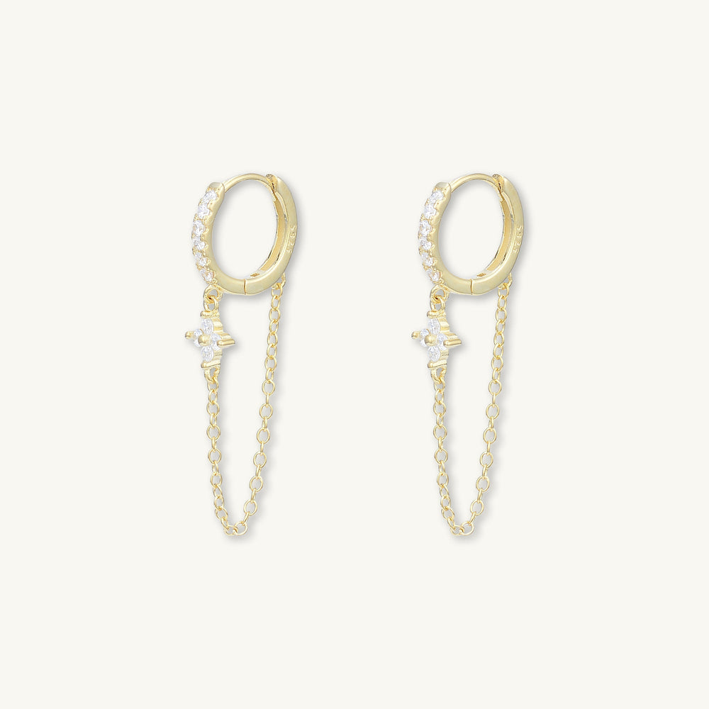 Clover Sapphire Dangling Huggie Earrings
