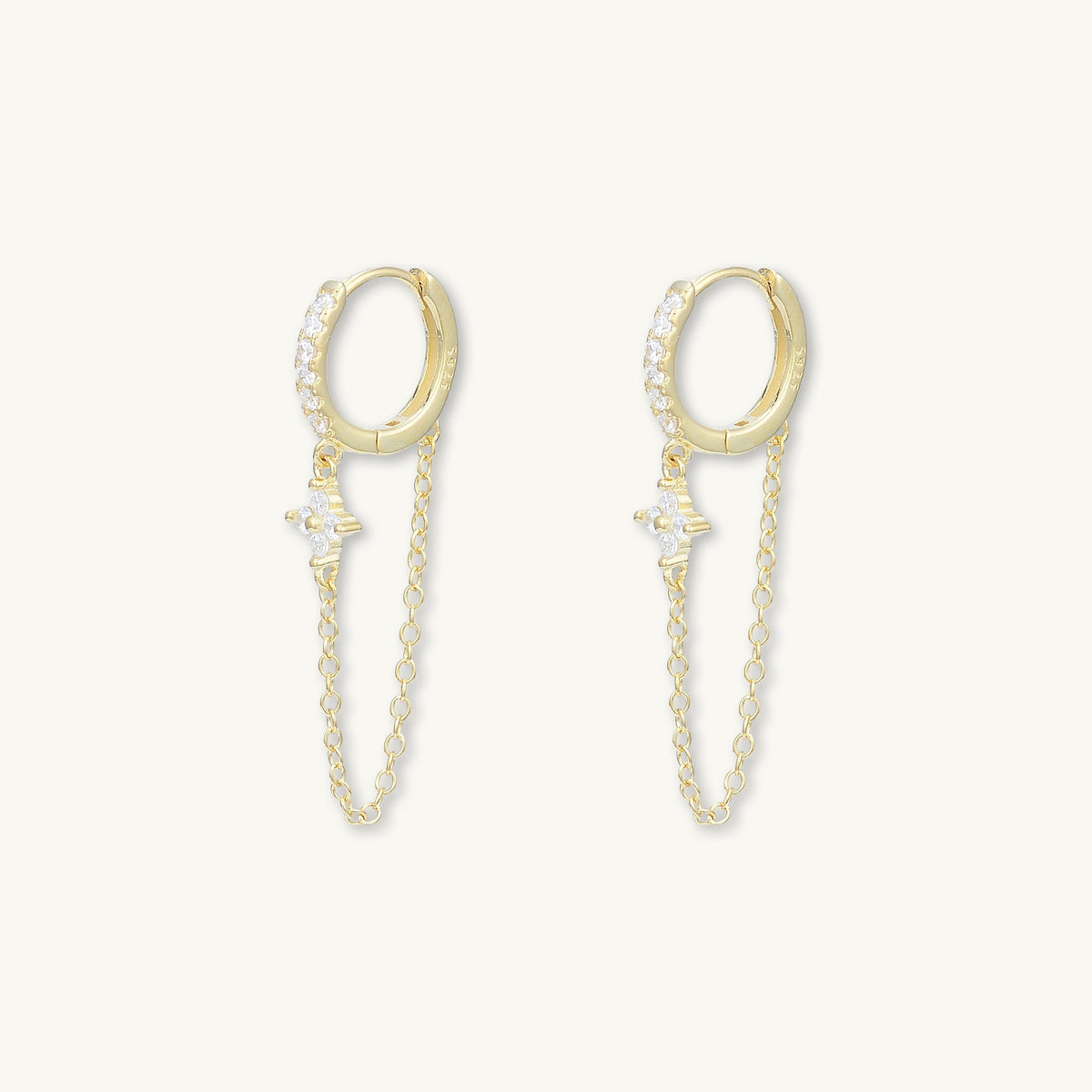 Clover Sapphire Dangling Huggie Earrings
