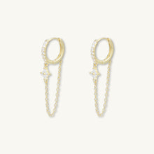 Clover Sapphire Dangling Huggie Earrings