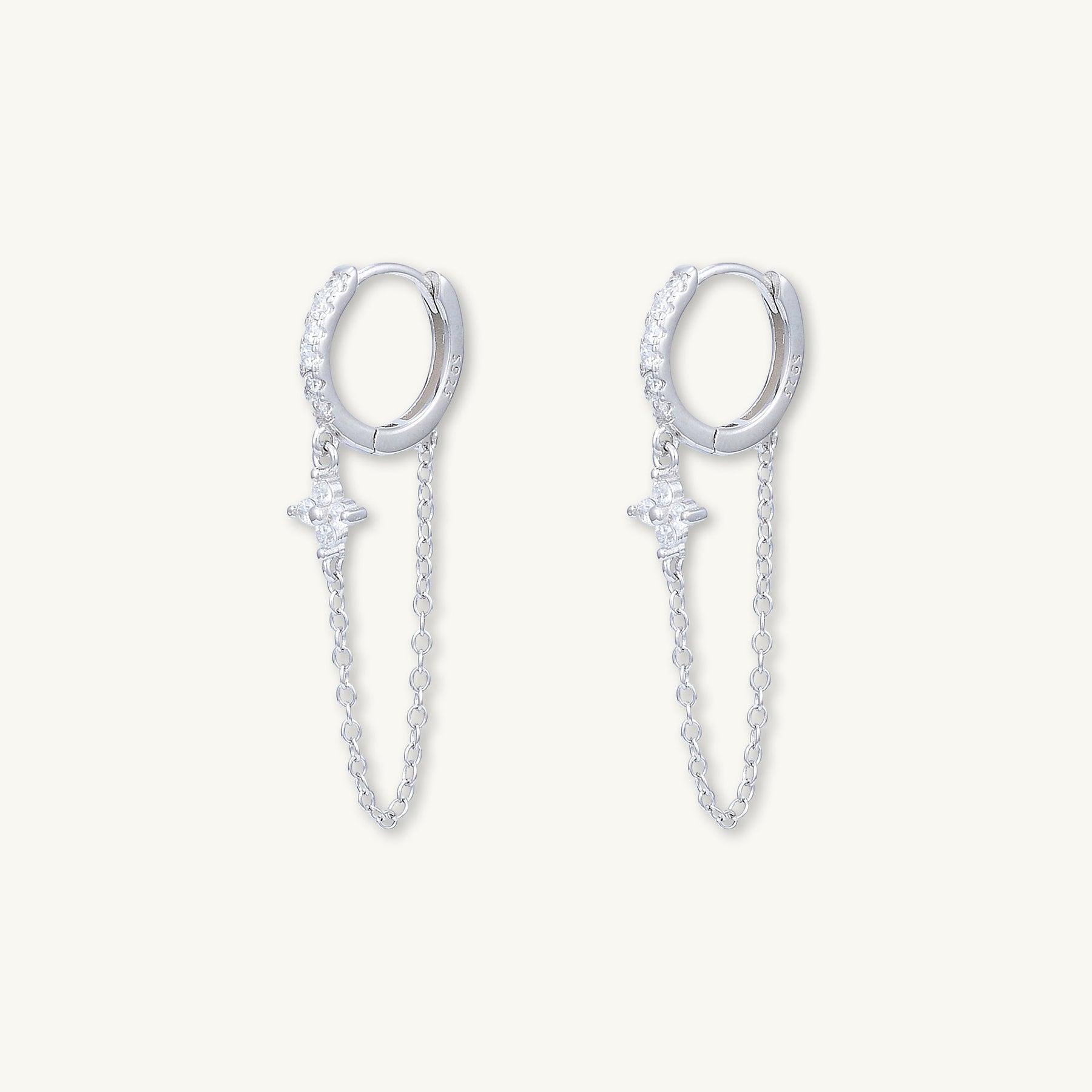 Clover Sapphire Dangling Huggie Earrings