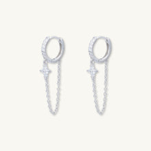 Clover Sapphire Dangling Huggie Earrings