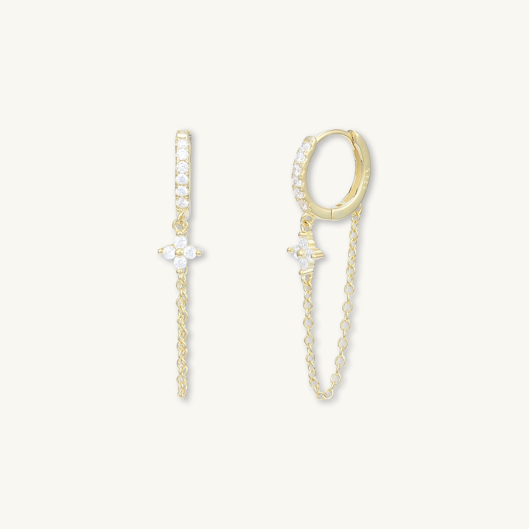 Clover Sapphire Dangling Huggie Earrings