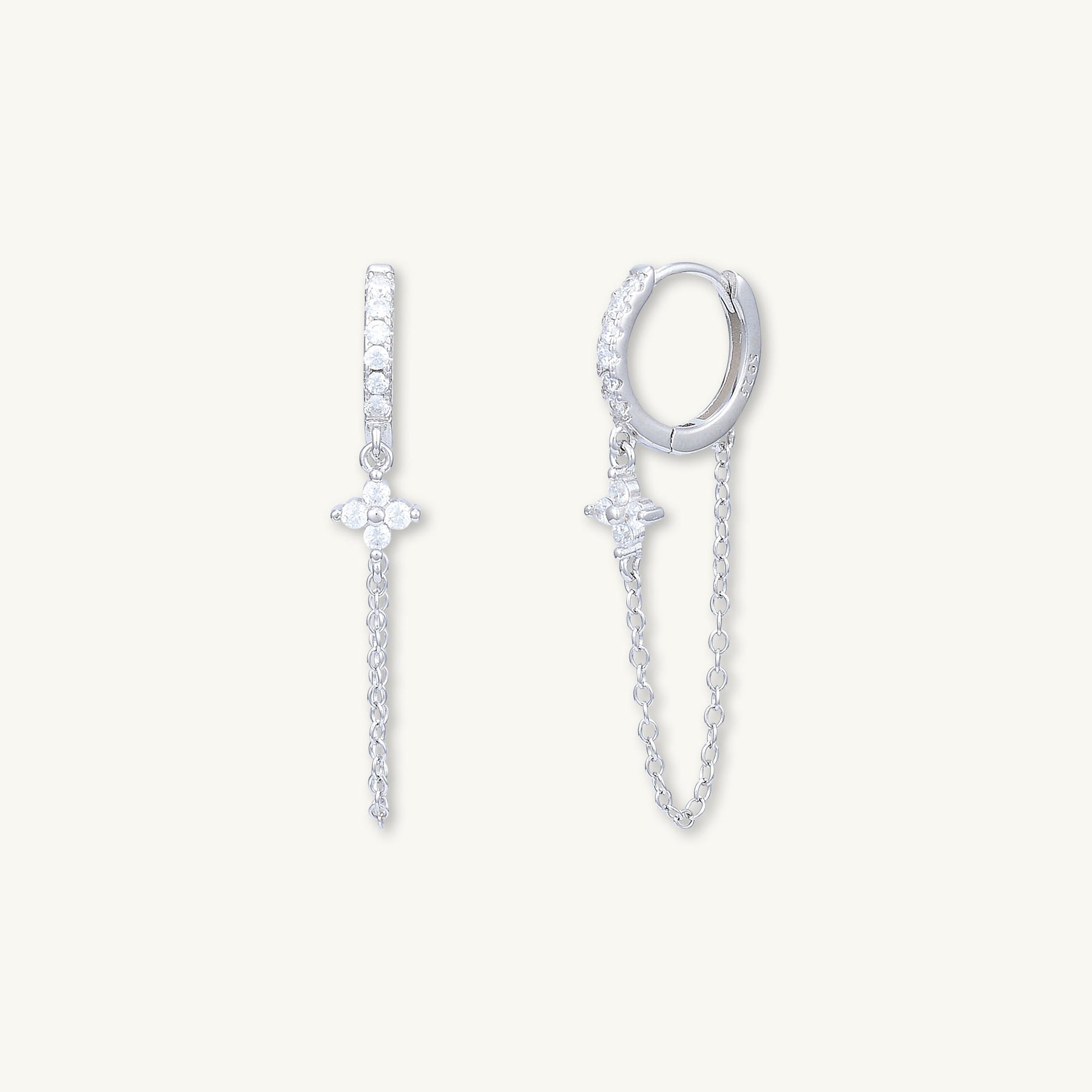 Clover Sapphire Dangling Huggie Earrings