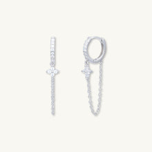 Clover Sapphire Dangling Huggie Earrings