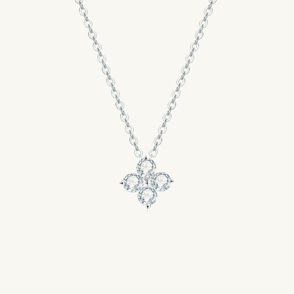 Clover Solitaire Moissanite Necklace 1 Carat