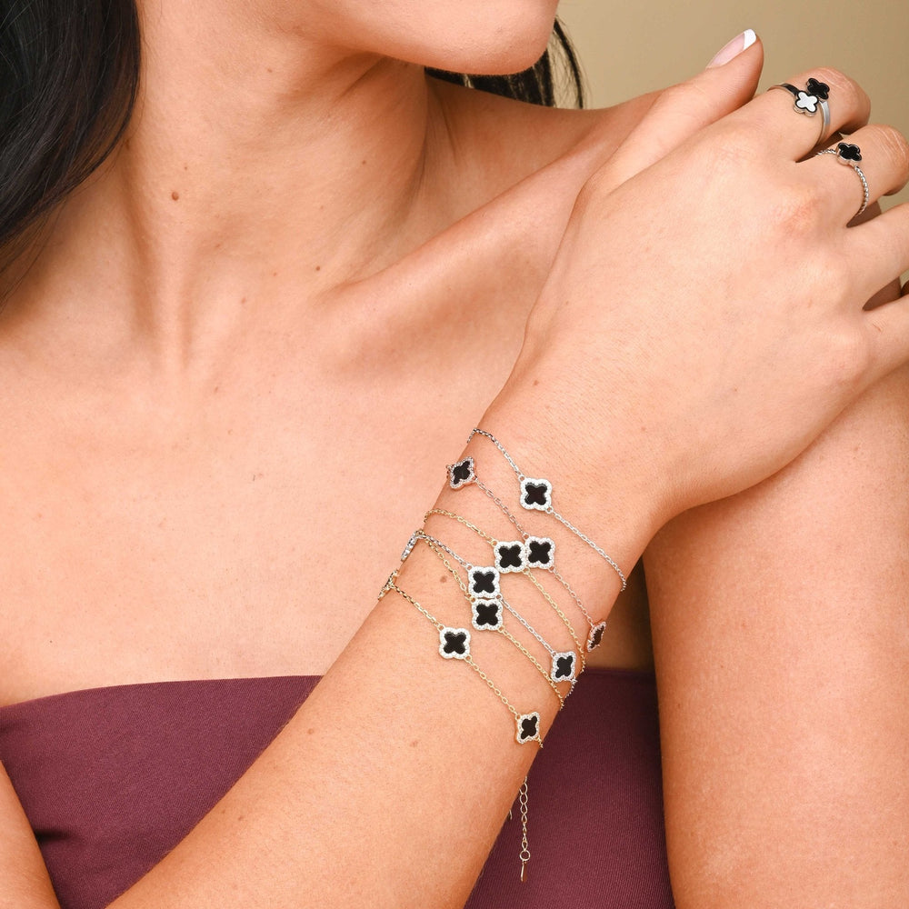 Clover Station Onyx Black Sapphire Bracelet