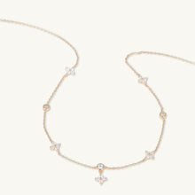 Clover Station Zirconia Chain Necklace