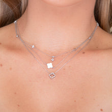 Clover Station Zirconia Chain Necklace