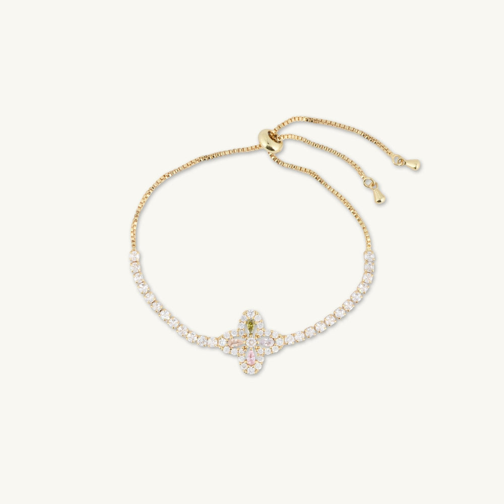 Clover Tennis Rainbow Zirconia Chain Bracelet