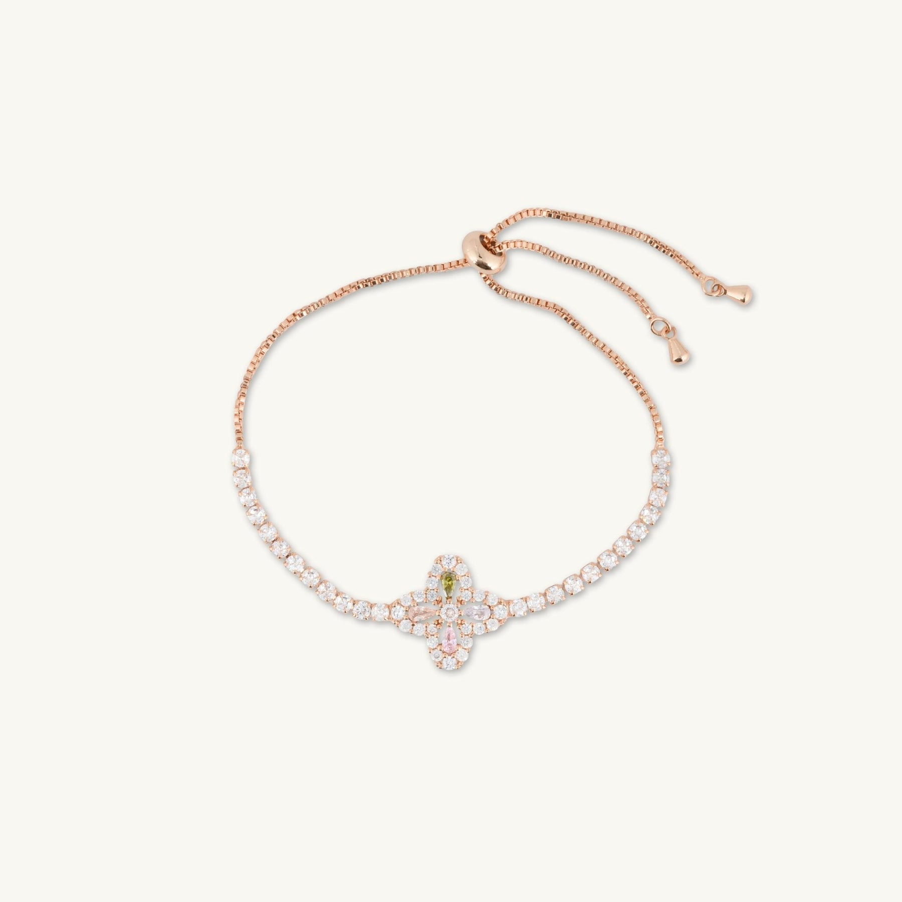 Clover Tennis Rainbow Zirconia Chain Bracelet