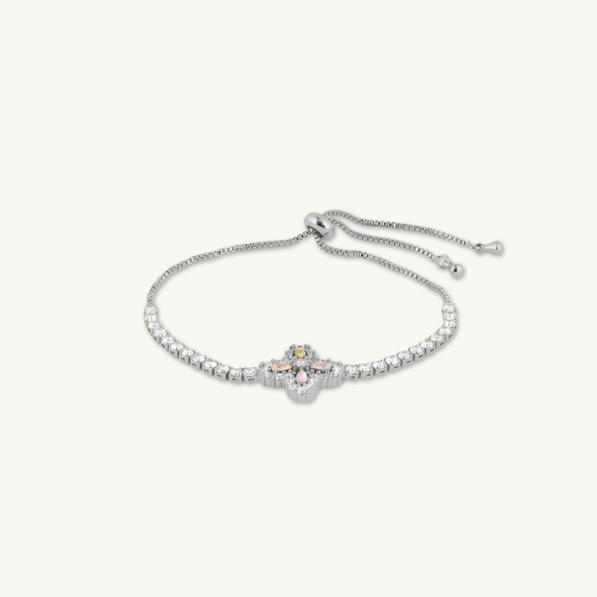 Clover Tennis Rainbow Zirconia Chain Bracelet