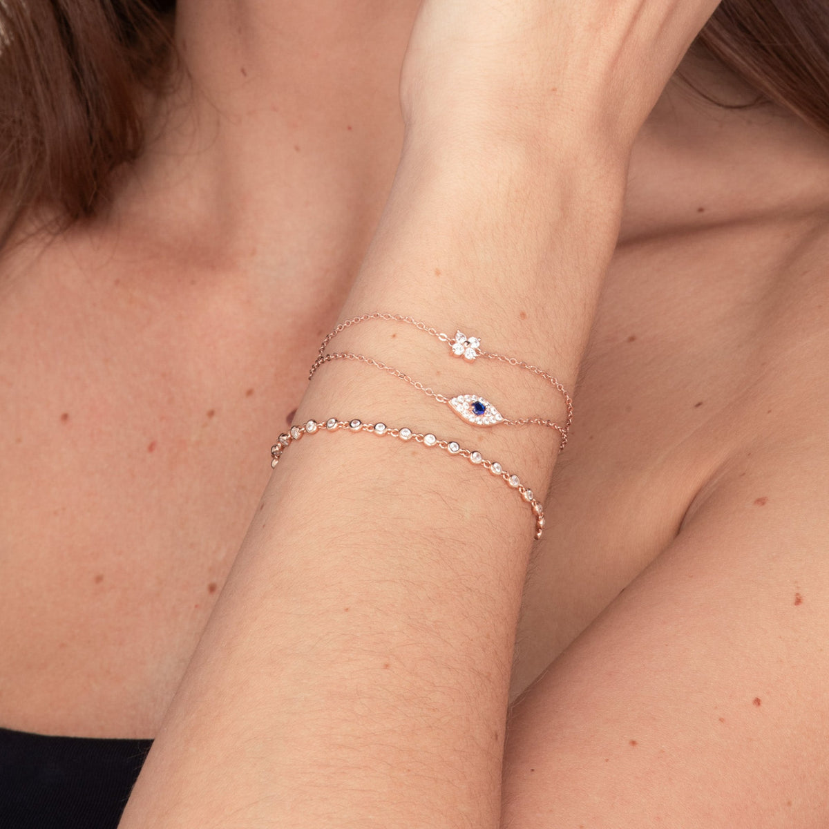 Clover Zirconia Chain Bracelet