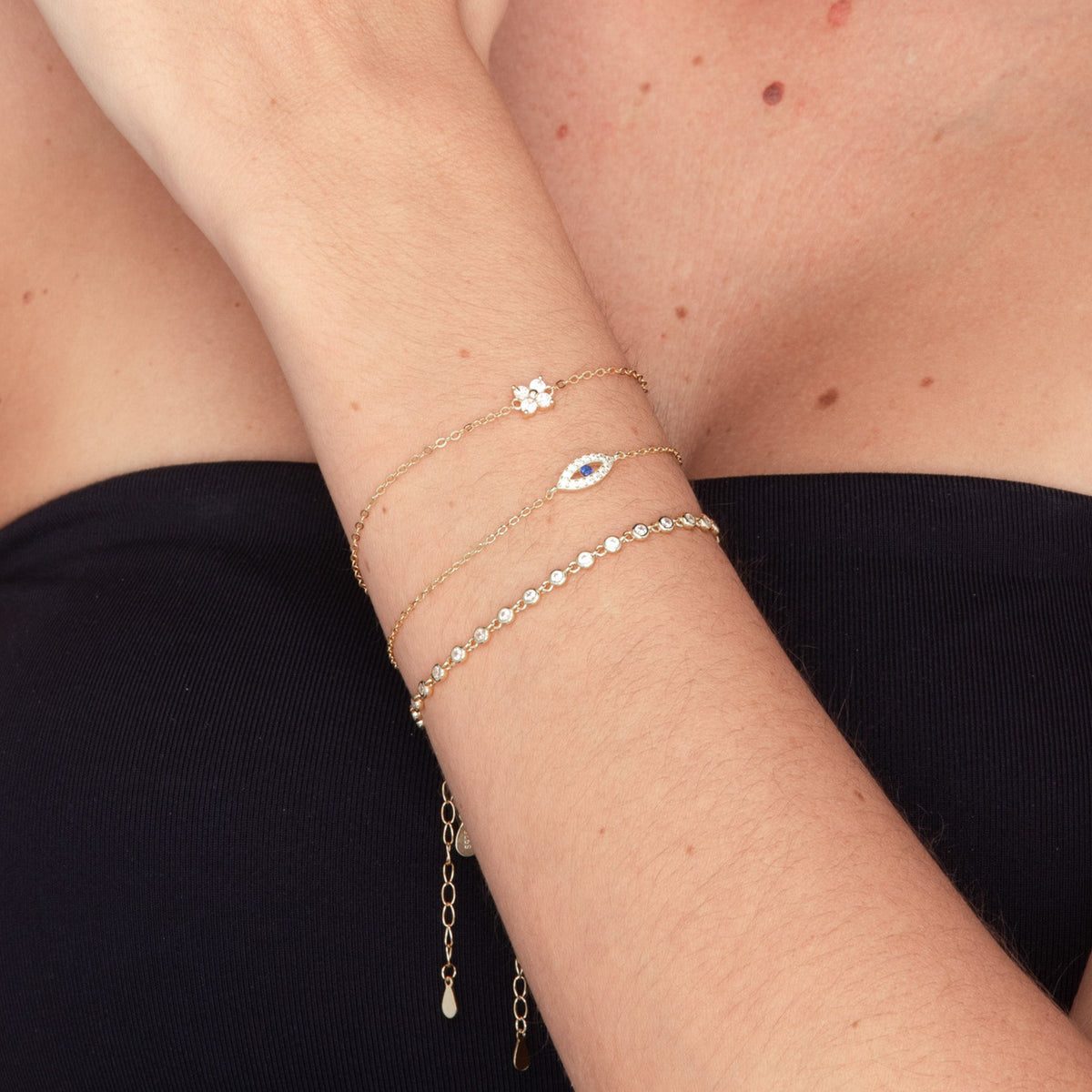 Clover Zirconia Chain Bracelet