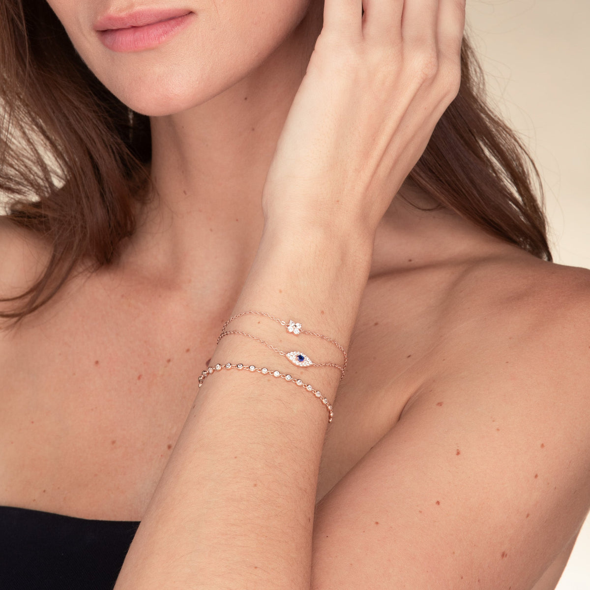 Clover Zirconia Chain Bracelet