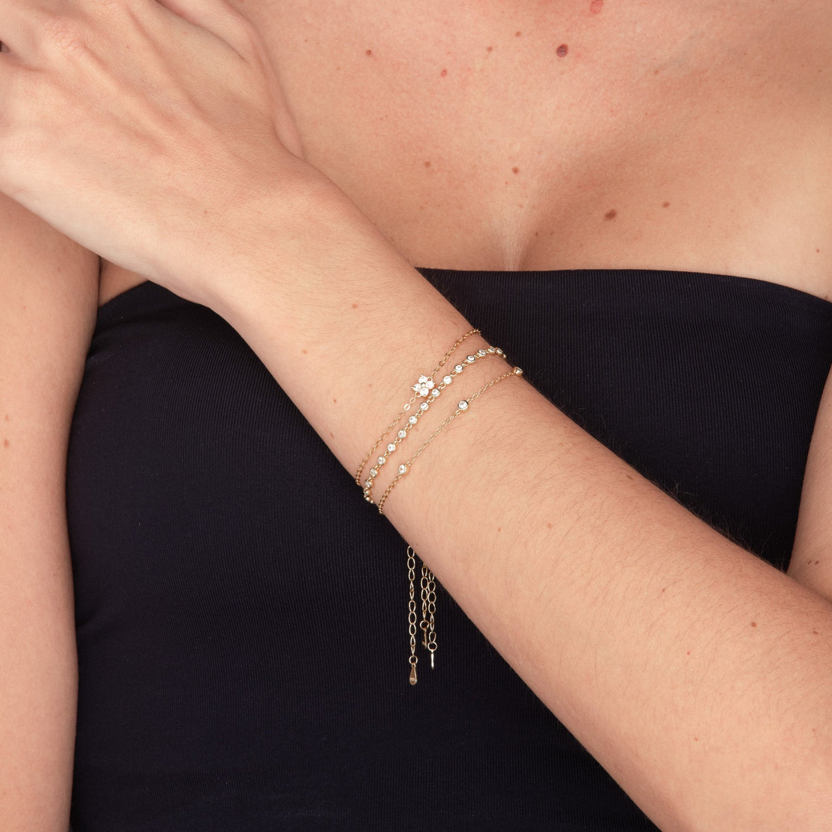 Clover Zirconia Chain Bracelet