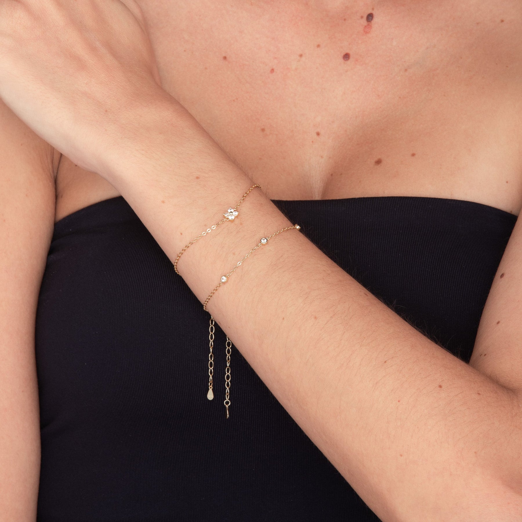 Clover Zirconia Chain Bracelet