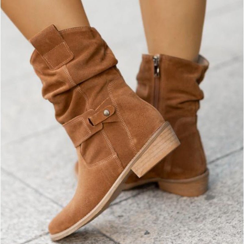 Ellis Suede Casual Ankle Boots – Chic Western Style and Urban Comfort for Everyday Use