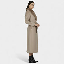 Long Wool Coat with Fur Collar