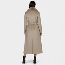 Long Wool Coat with Fur Collar