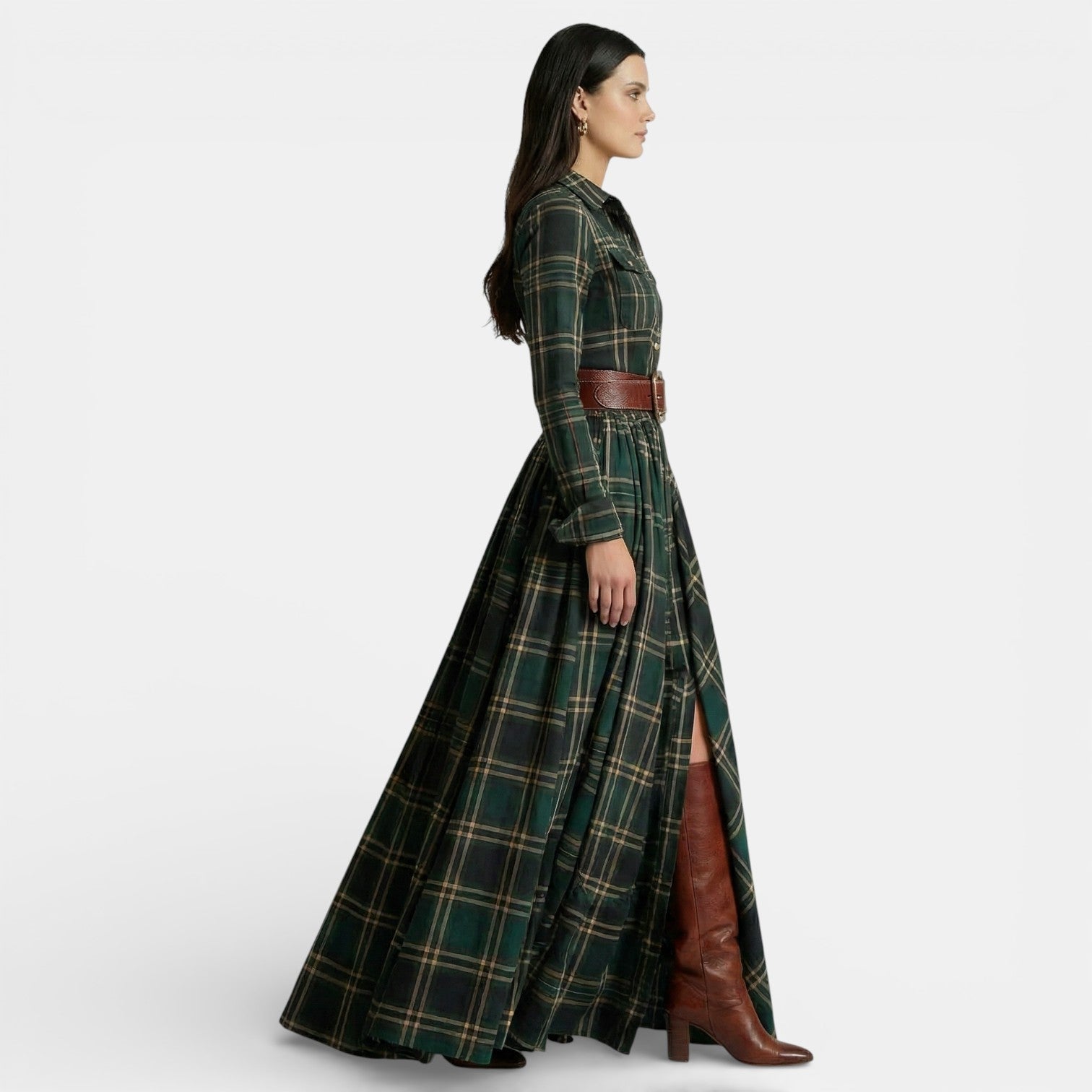 Women's Retro Dress - Long Sleeve and Belt