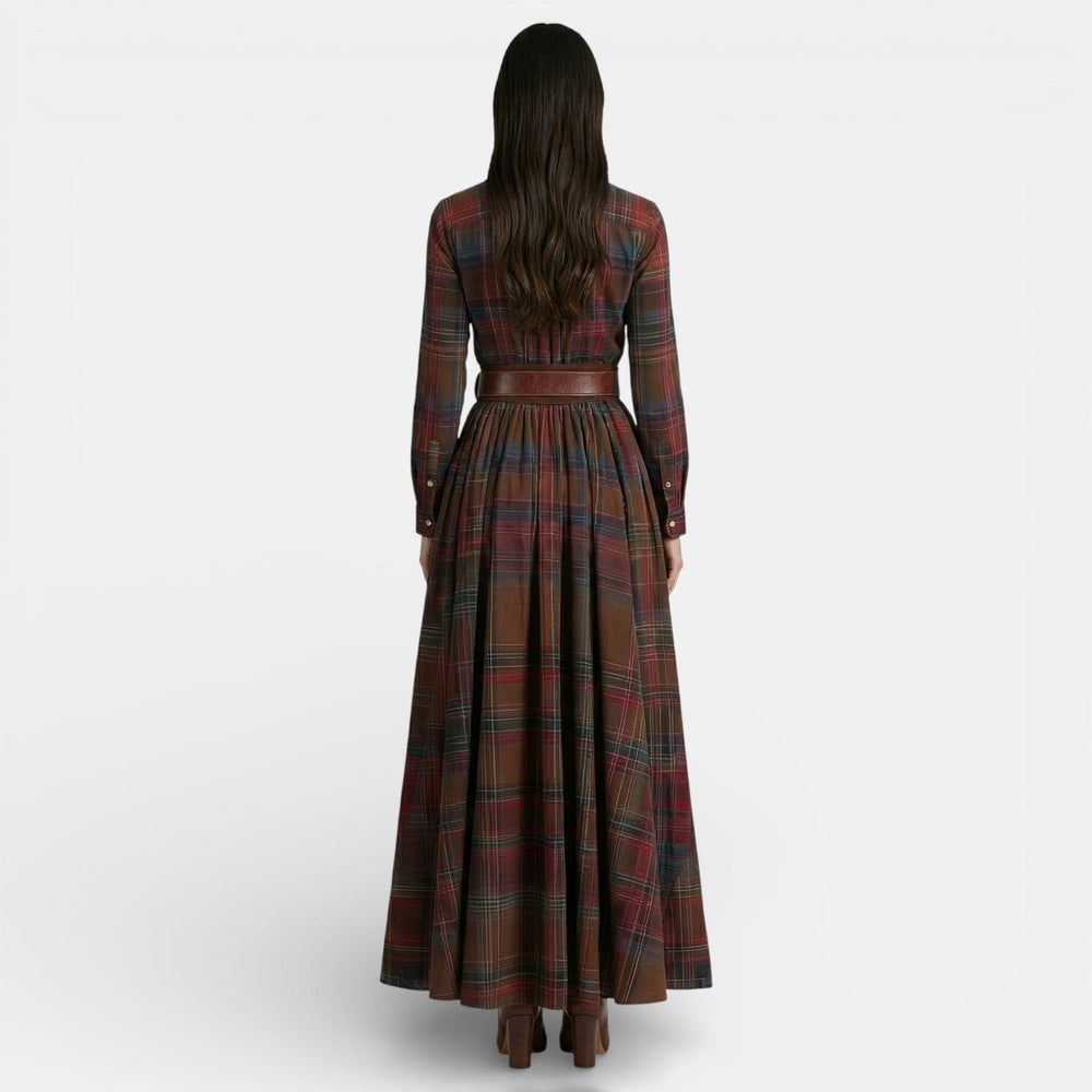 Women's Retro Dress - Long Sleeve and Belt