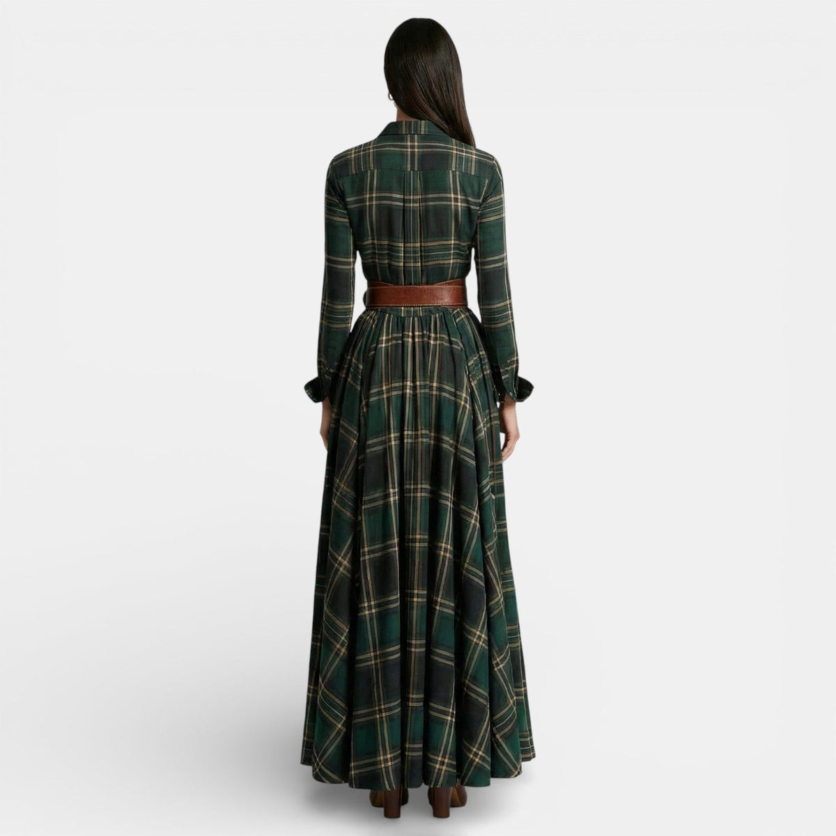 Women's Retro Dress - Long Sleeve and Belt
