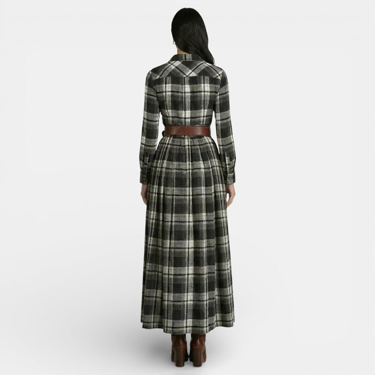 Women's Retro Dress - Long Sleeve and Belt