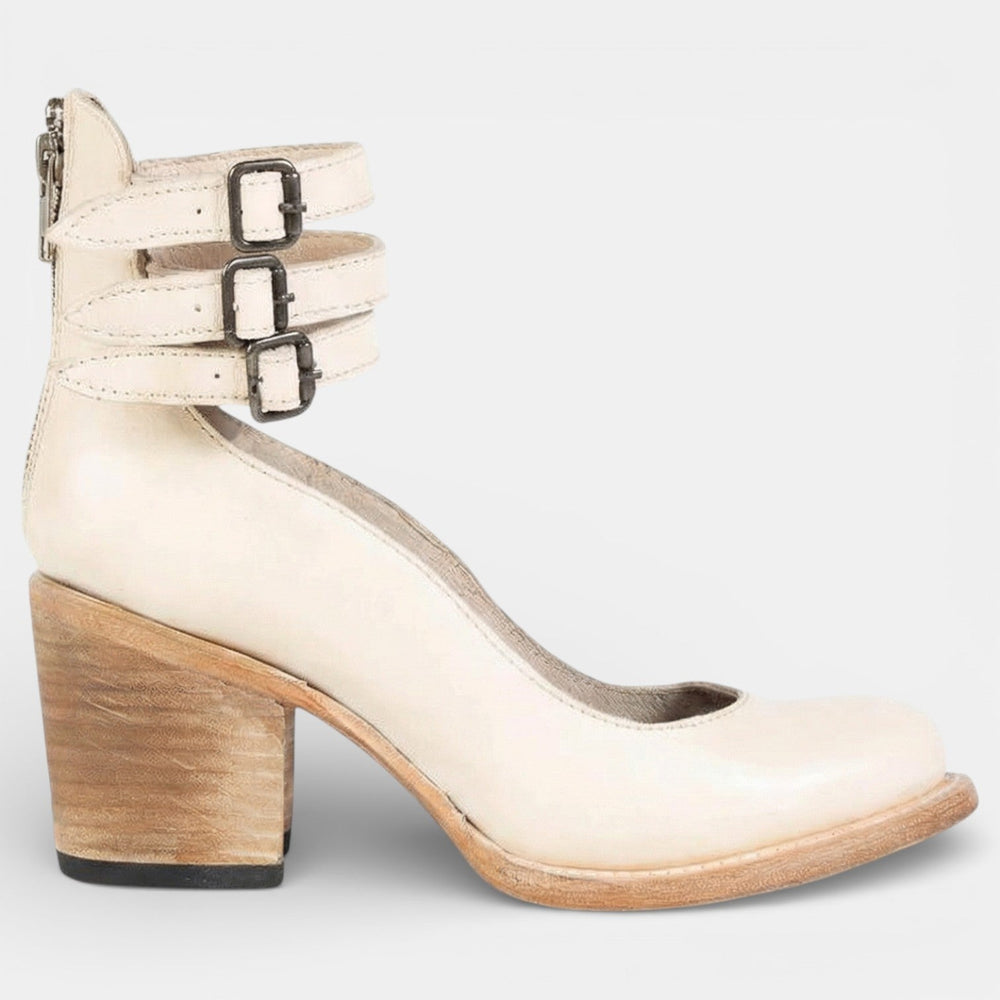 Women's Leather Block-Heel Sandals