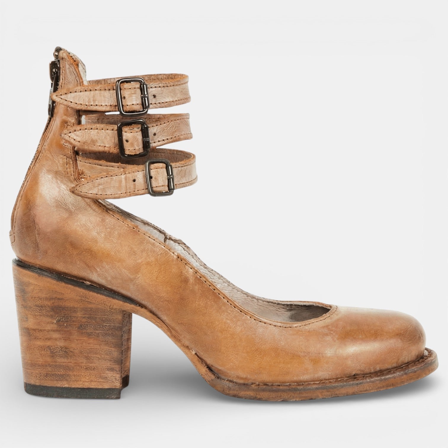 Women's Leather Block-Heel Sandals